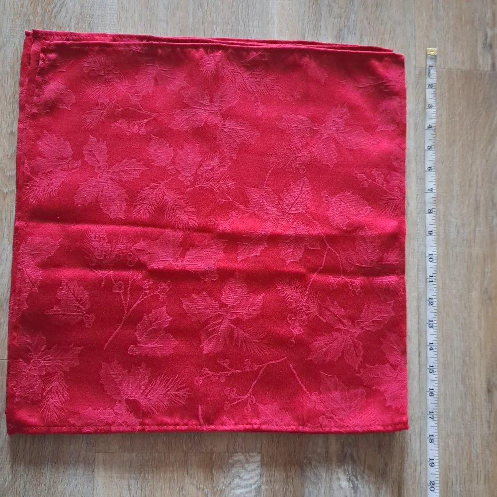 Lot of 6 Spode Romanian Burgundy Table Napkins Leaves Engraved Design